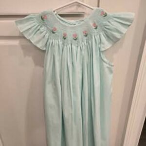 Girl Dress With Flower Smocking